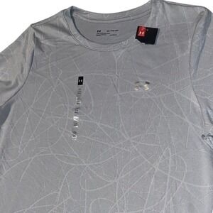 Under Armour Mens HeatGear Loose Fit Graphic T-Shirt 2XL Light Blue Gray NWT